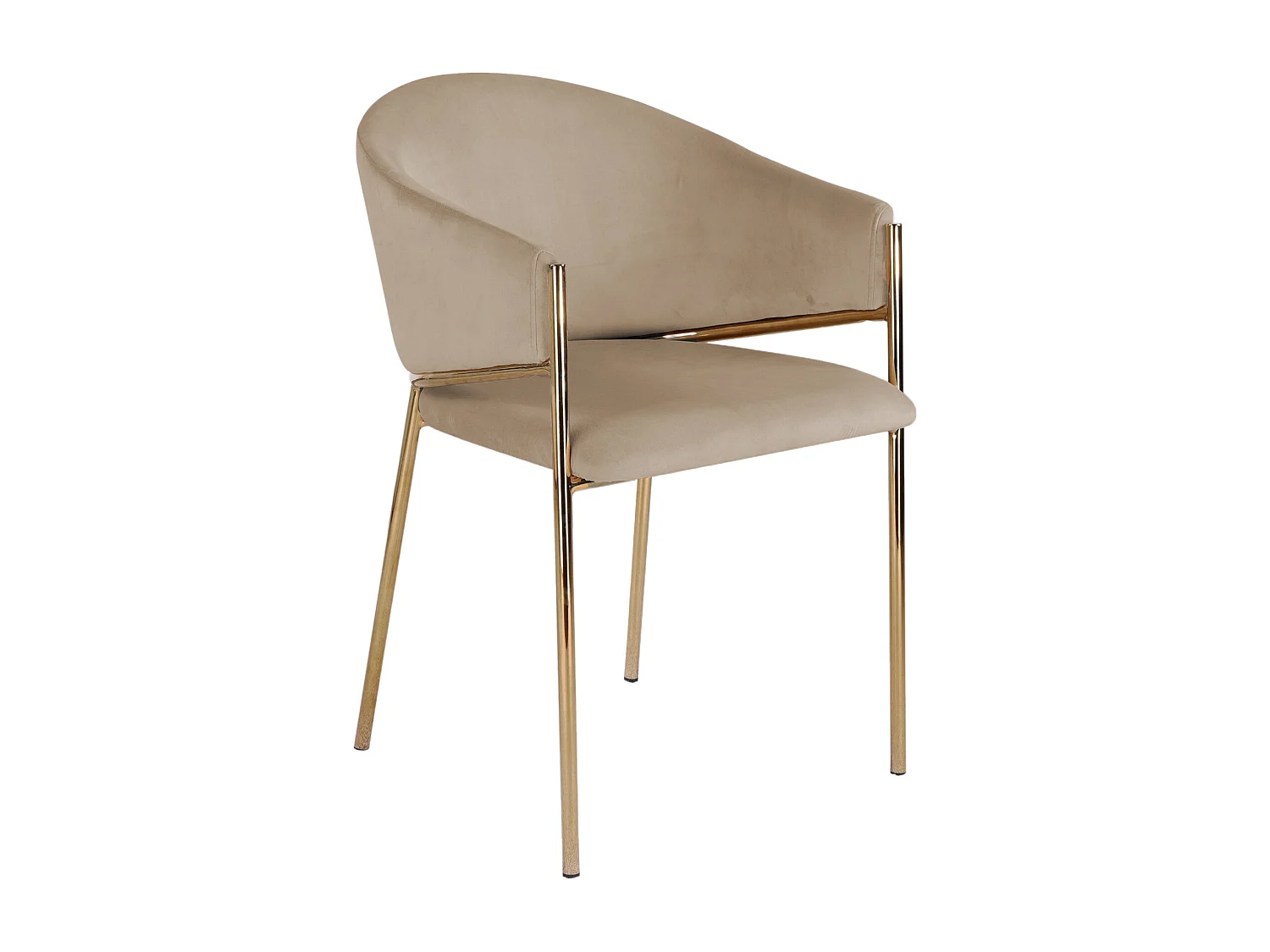 Lot de 6 chaises avec accoudoirs en velours et métal doré - Beige - ORDIDA de Pascal Morabito