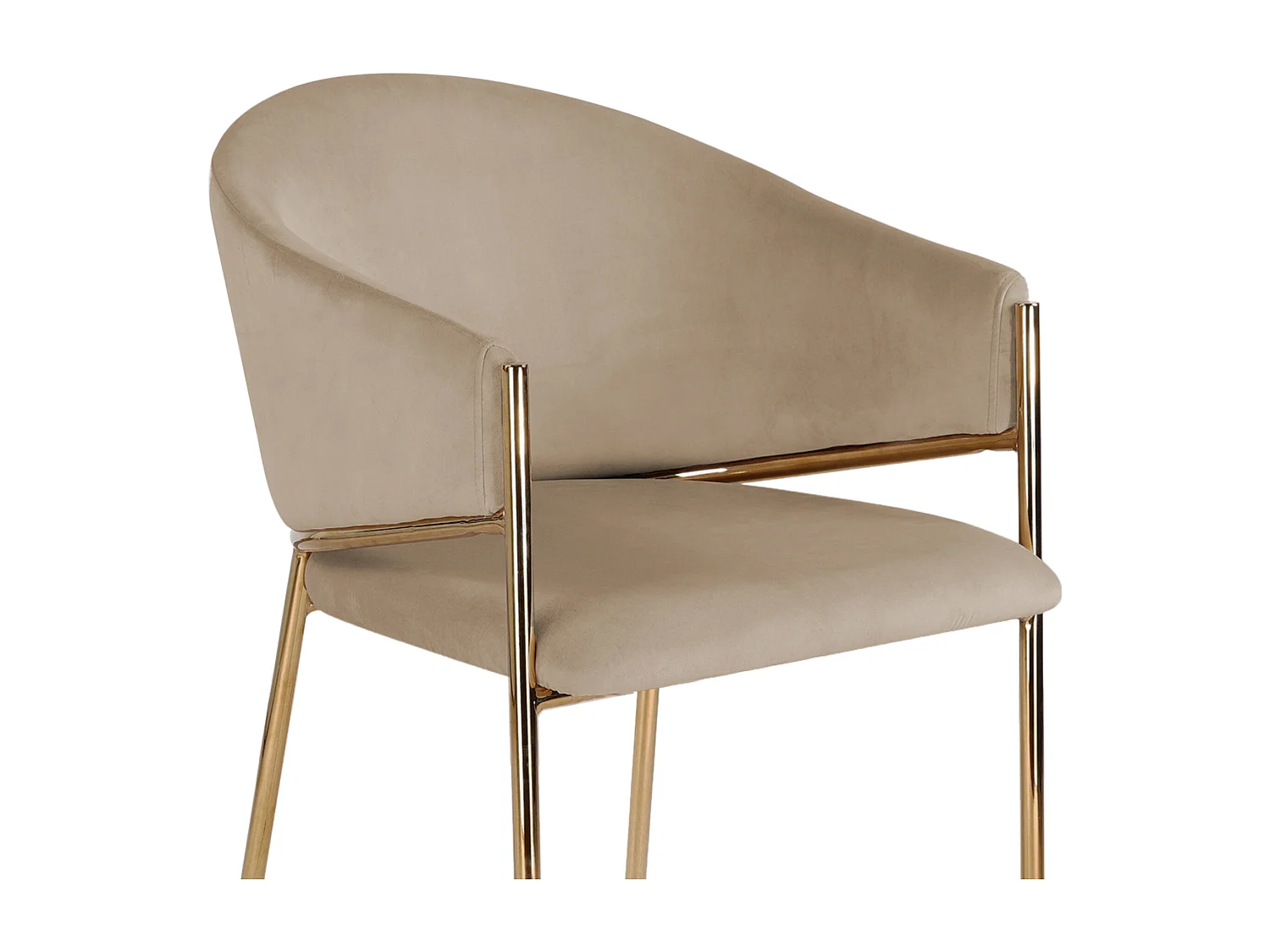 Lot de 6 chaises avec accoudoirs en velours et métal doré - Beige - ORDIDA de Pascal Morabito