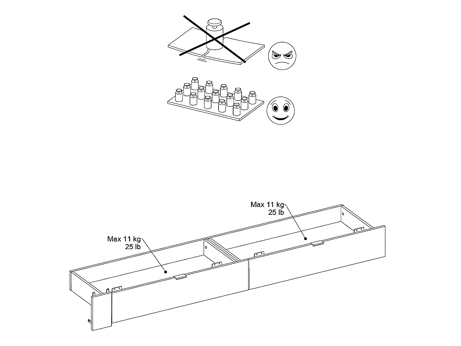Lit avec 4 tiroirs 140 x 190 cm - Coloris : Blanc brillant et naturel + Sommier + Matelas - VELONA