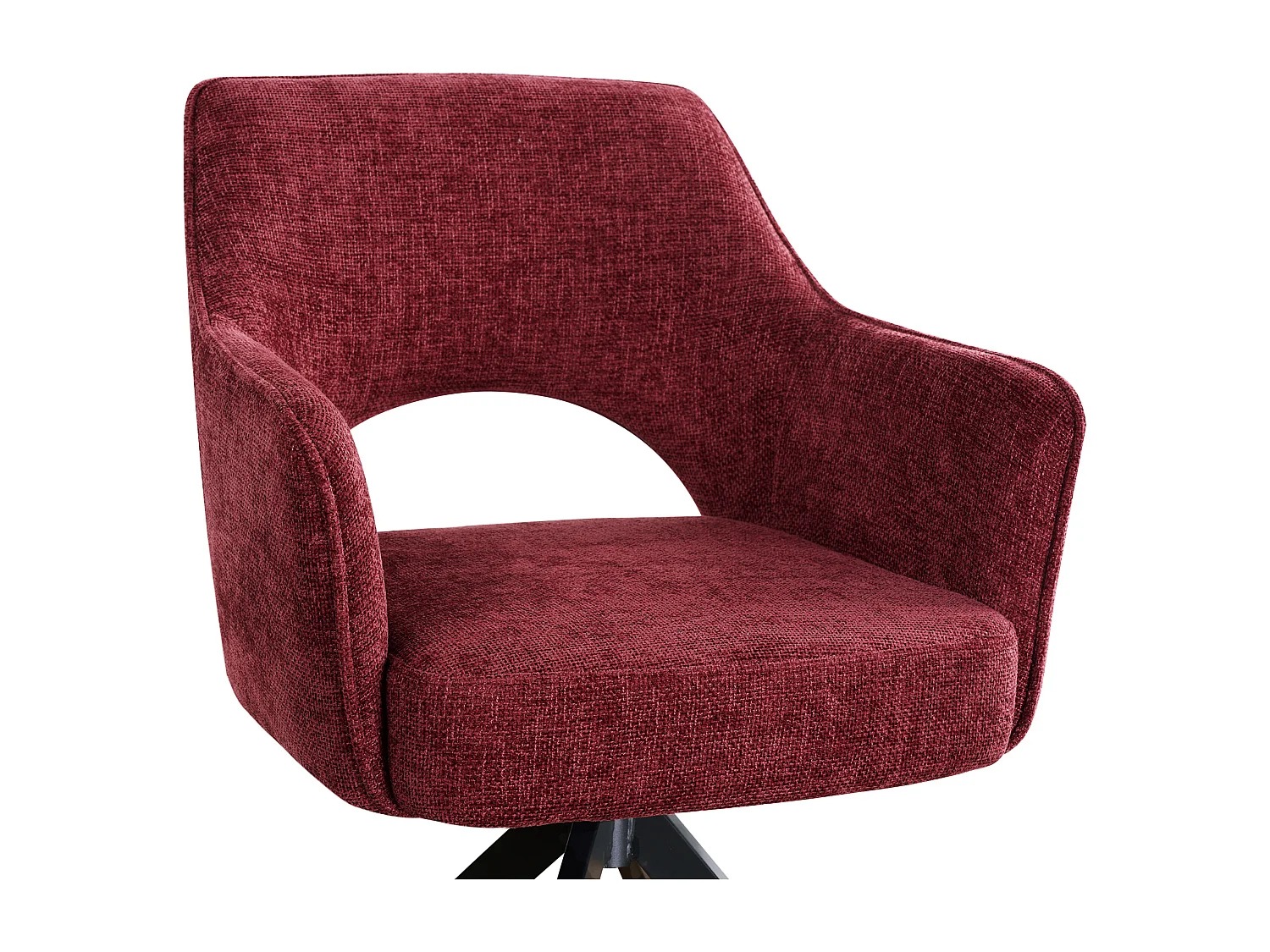 Set van 2 draaistoelen met armleuningen in structuurstof en zwart metaal - Bordeaux - KONYA