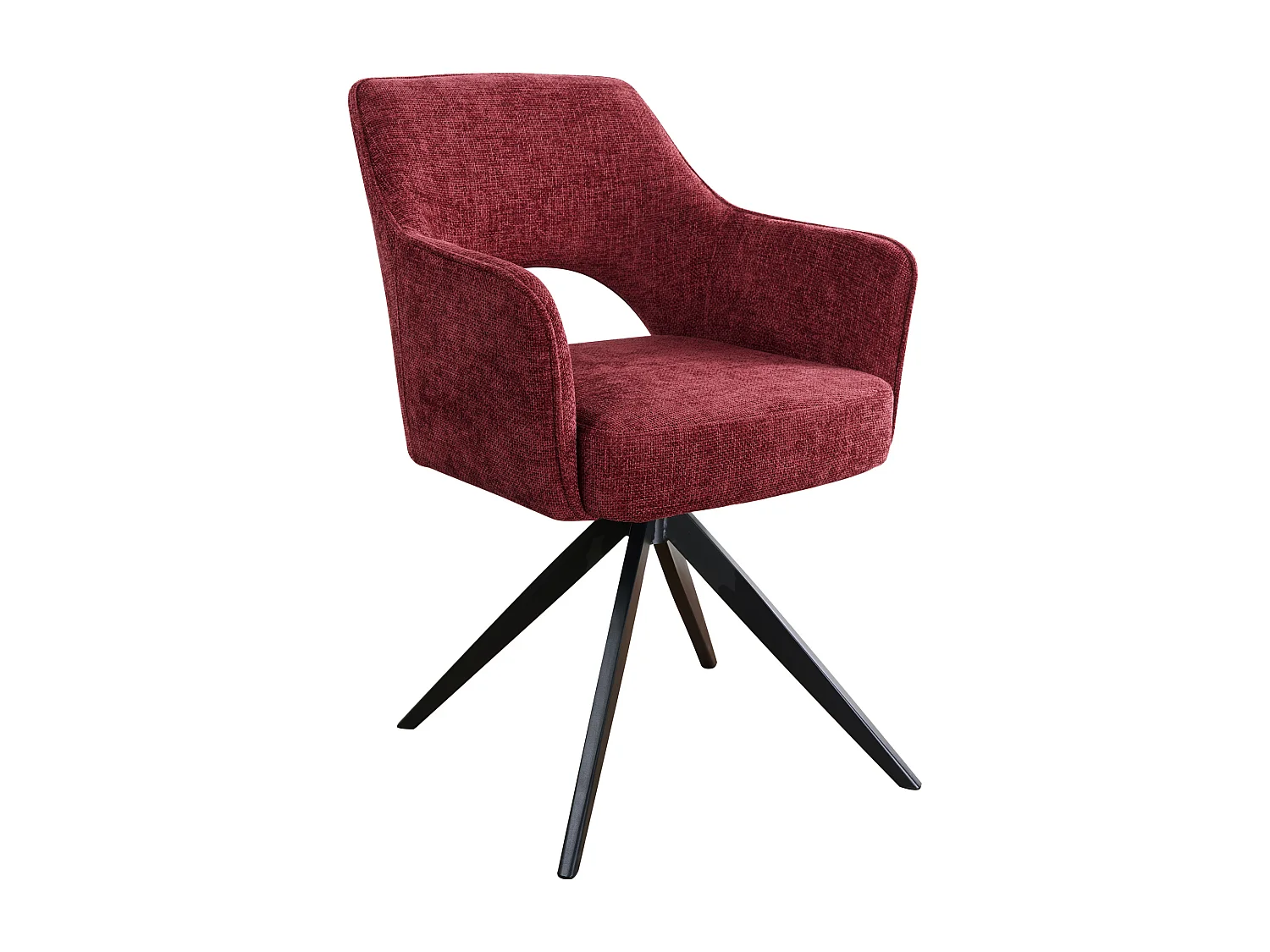 Set van 2 draaistoelen met armleuningen in structuurstof en zwart metaal - Bordeaux - KONYA