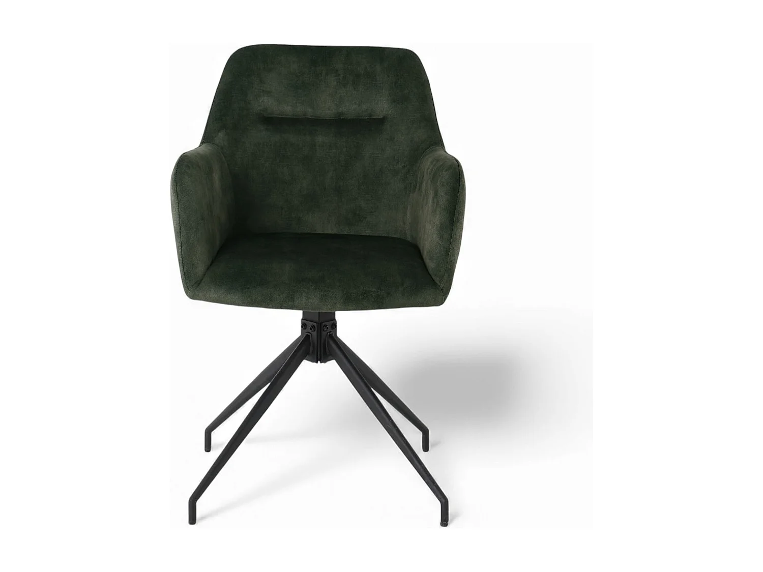 Lot de 2 chaises fauteuils de table MORINI pivotants avec accoudoirs en velours vert pour salle à manger, pieds en métal noir
