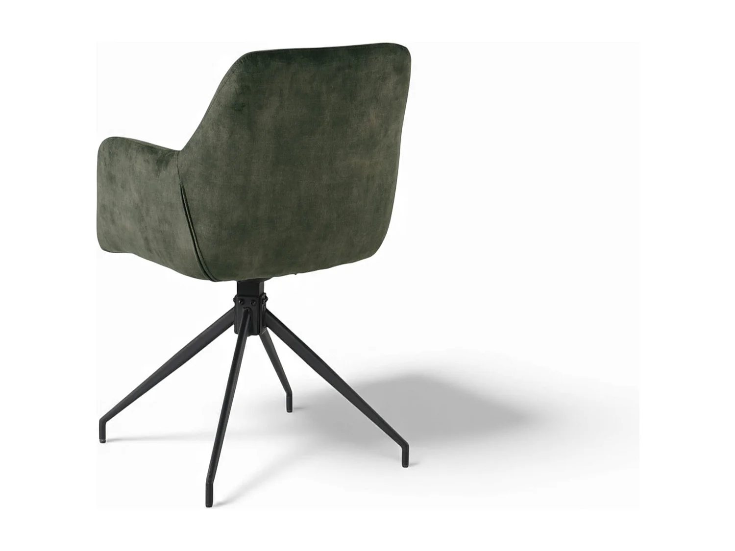 Lot de 2 chaises fauteuils de table MORINI pivotants avec accoudoirs en velours vert pour salle à manger, pieds en métal noir