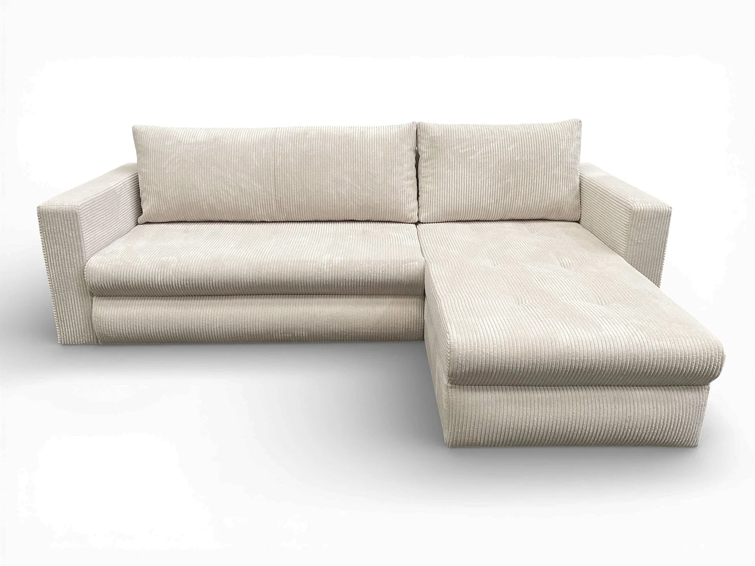 Canapé d'angle convertible 3 places avec coffre en tissu beige