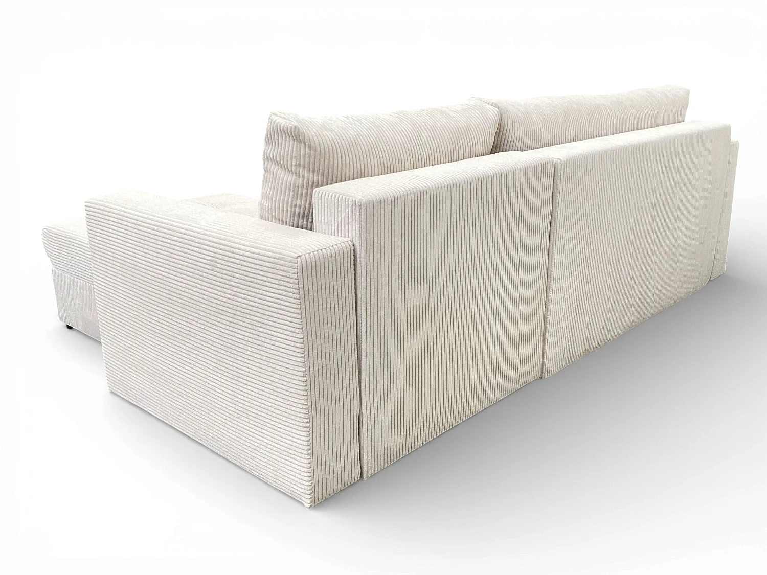 Canapé d'angle convertible 3 places avec coffre en tissu beige