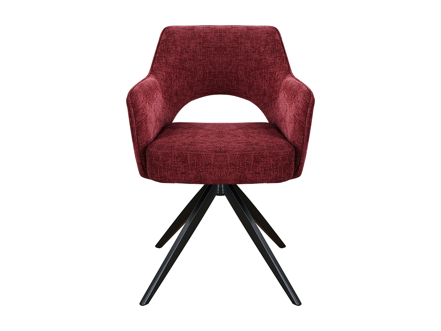 Set van 6 draaistoelen met armleuningen in structuurstof en zwart metaal - Bordeaux - KONYA