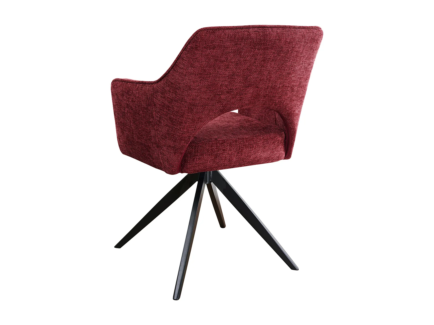 Set van 6 draaistoelen met armleuningen in structuurstof en zwart metaal - Bordeaux - KONYA