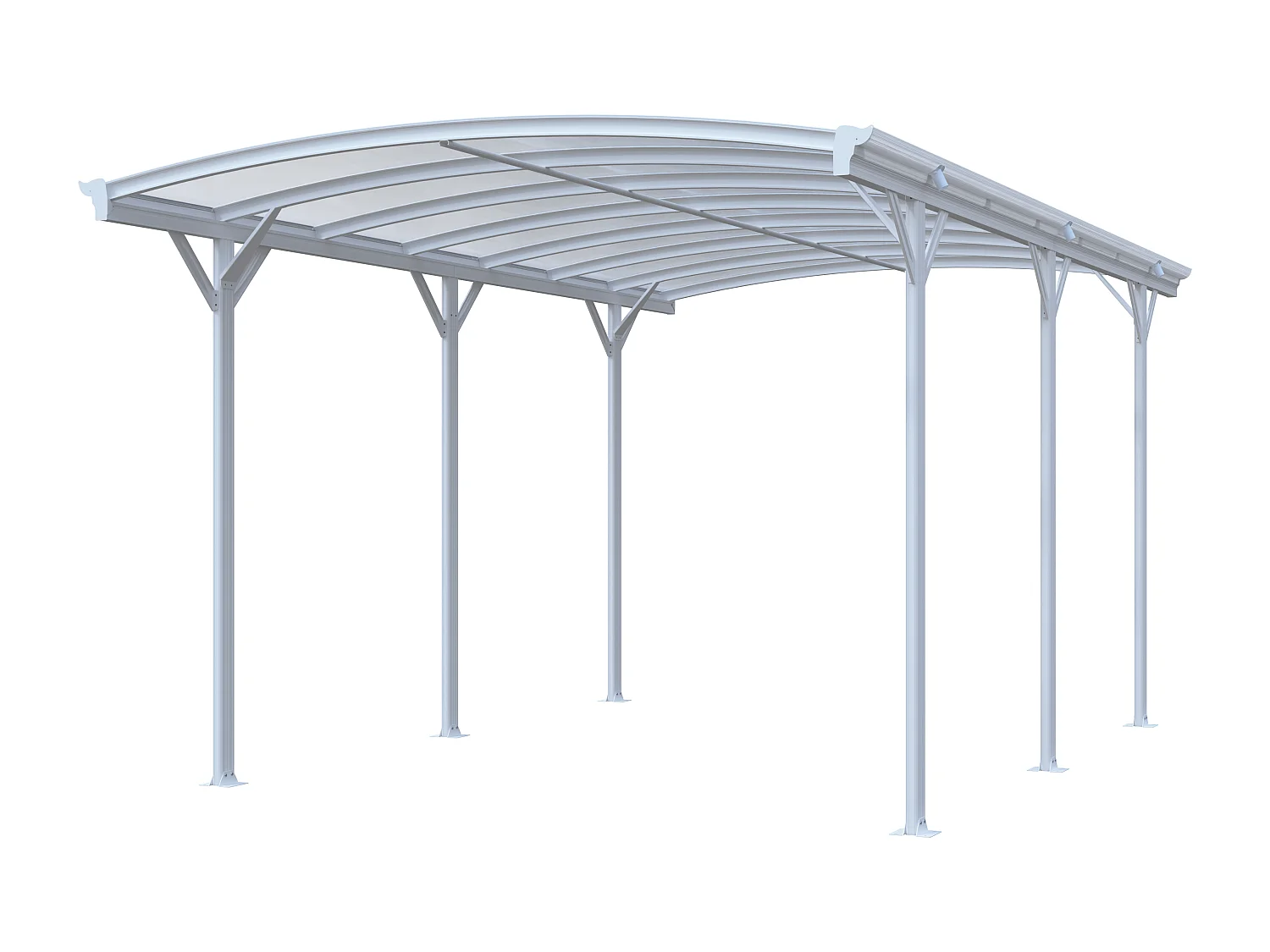 Carport pergola simple autoportant en aluminium - 1 voiture - 15,15 m² - Blanc - BARESA