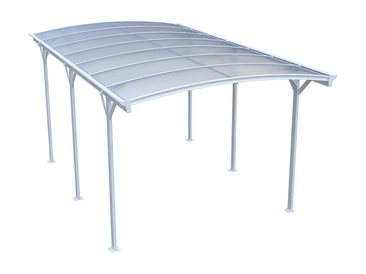 Carport pergola simple autoportant en aluminium - 1 voiture - 15,15 m² - Blanc - BARESA