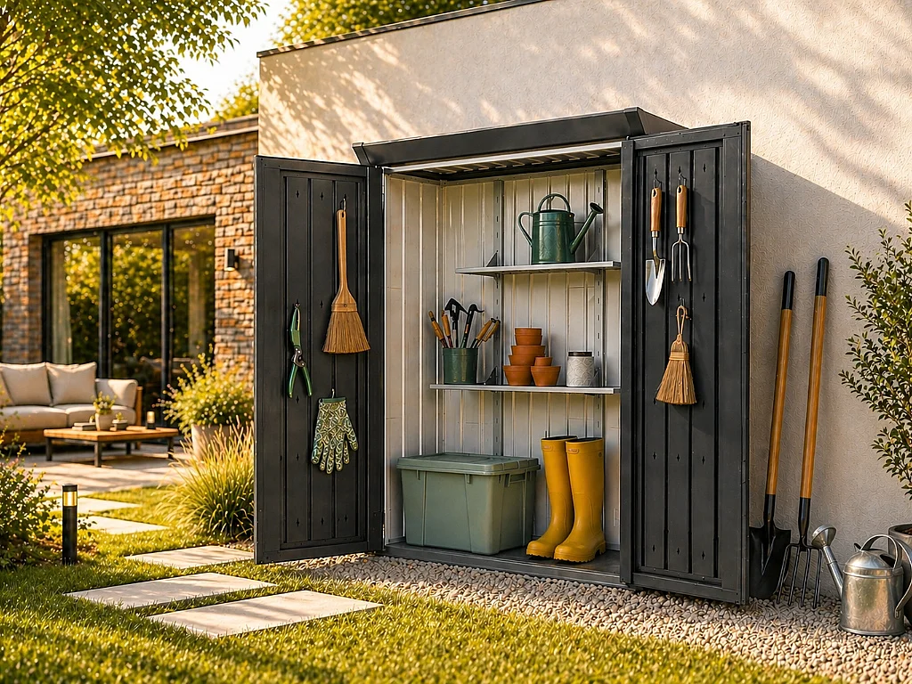 Jeu de 2 étagères en acier galvanisé pour armoire de jardin - L64 x P25 x H140 cm - NORISA