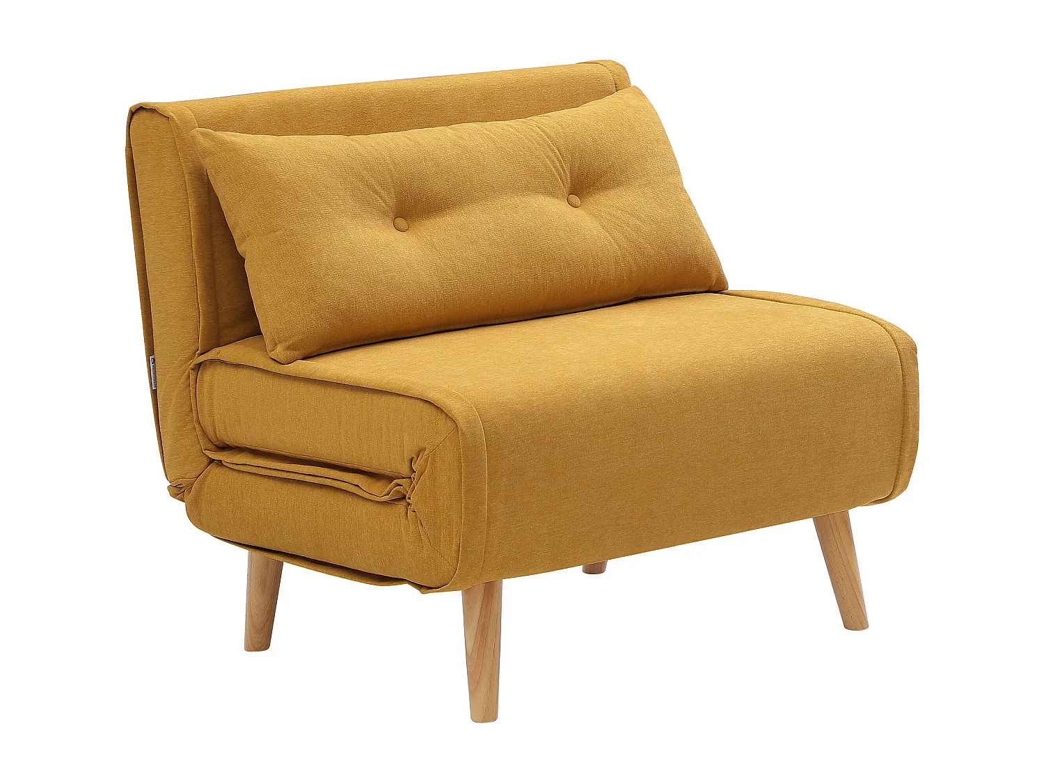 Fauteuil convertible en tissu jaune moutarde VALERIO