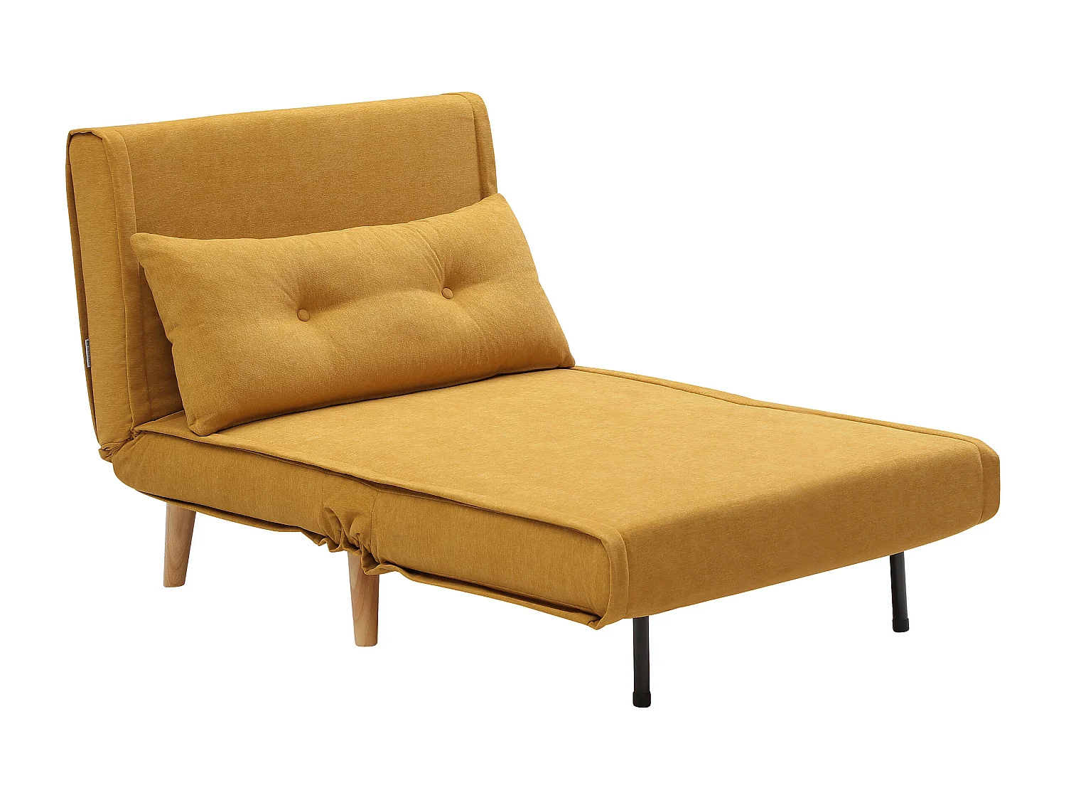 Fauteuil convertible en tissu jaune moutarde VALERIO