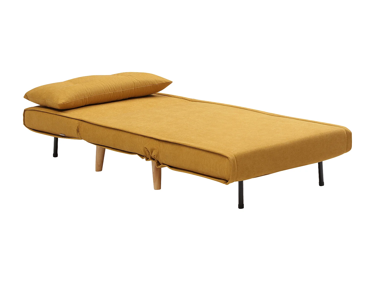 Fauteuil convertible en tissu jaune moutarde VALERIO
