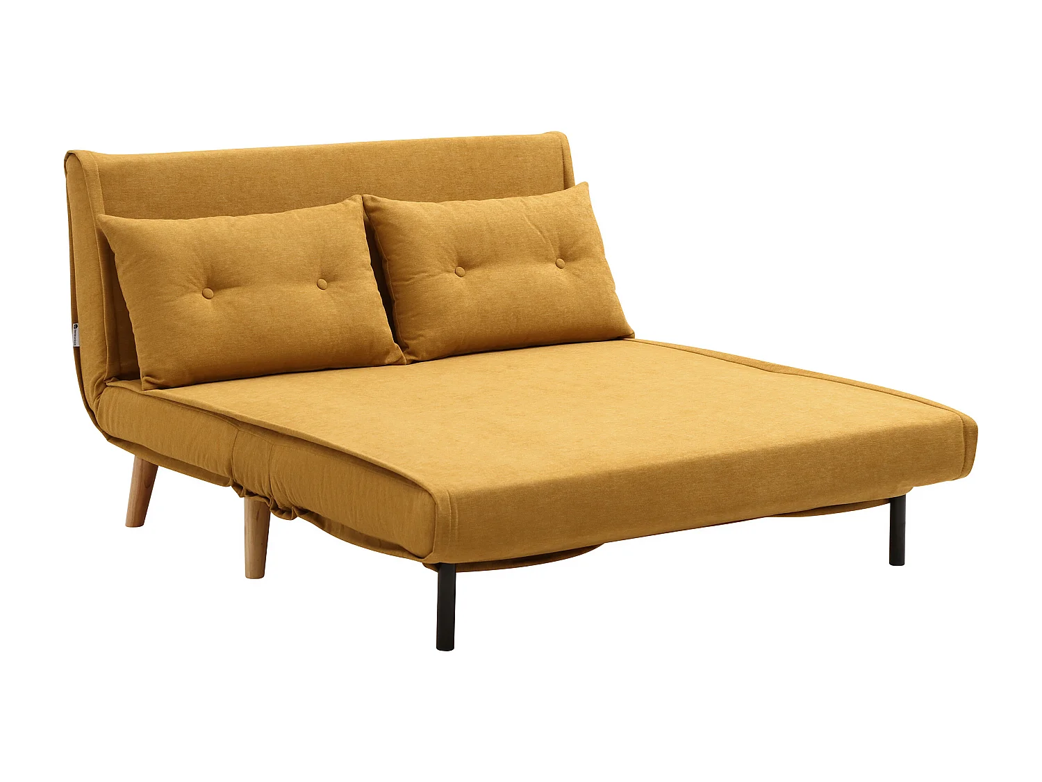 Canapé 2 places convertible en tissu jaune moutarde VALERIO