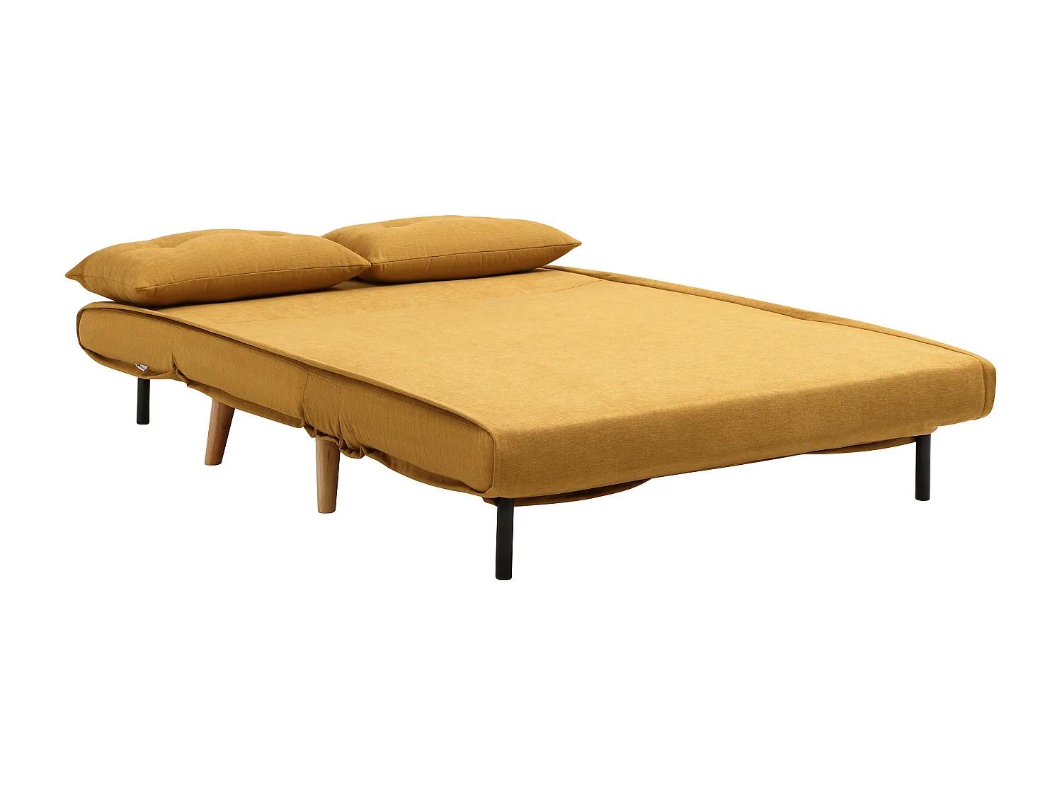 Canapé 2 places convertible en tissu jaune moutarde VALERIO