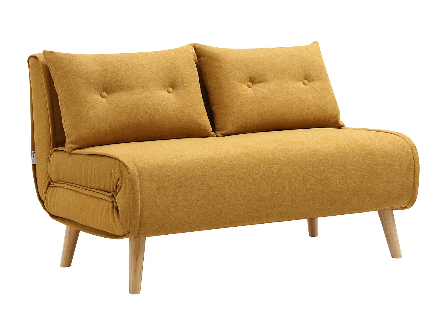 Canapé 2 places convertible en tissu jaune moutarde VALERIO