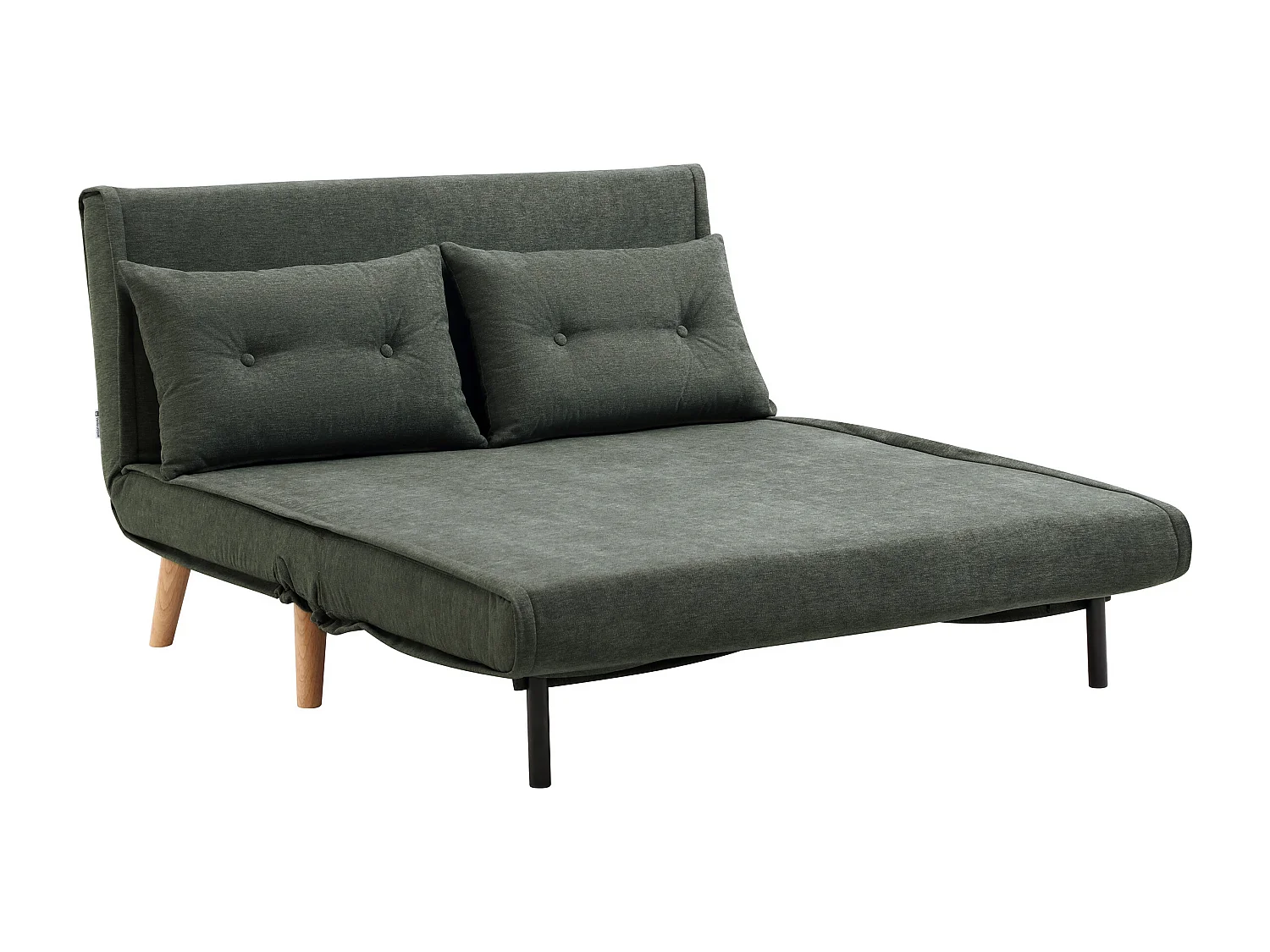 Canapé 2 places convertible en tissu vert VALERIO