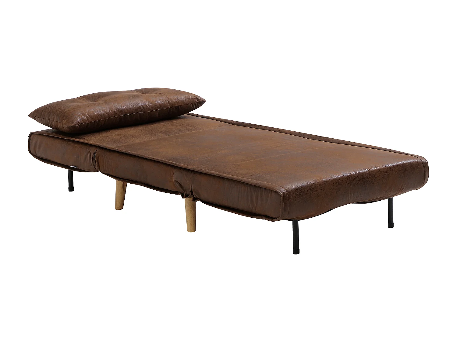Fauteuil convertible microfibre aspect cuir vieilli VALERIO
