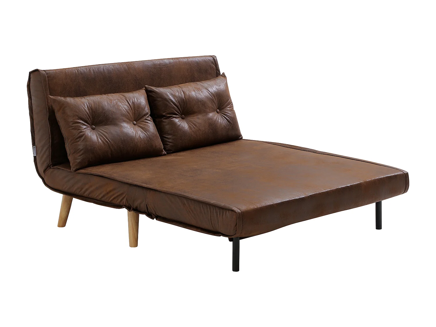 Canapé 2 places convertible microfibre aspect cuir vieilli VALERIO