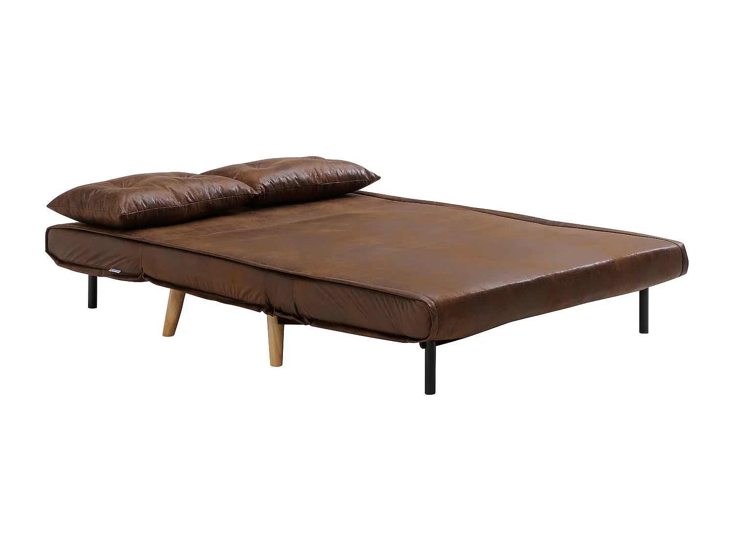 Canapé 2 places convertible microfibre aspect cuir vieilli VALERIO