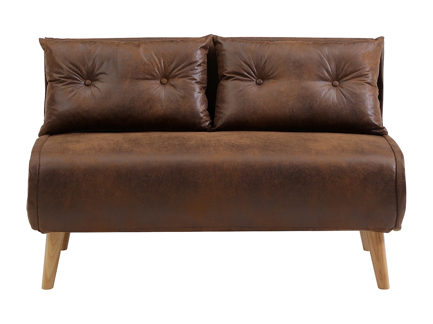Canapé 2 places convertible microfibre aspect cuir vieilli VALERIO