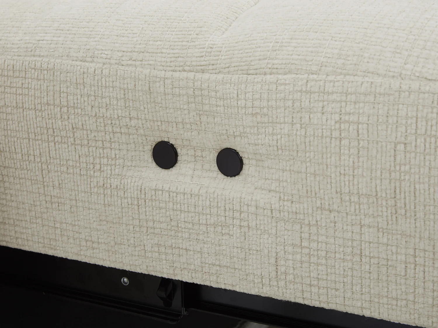 Canapé d'angle droit avec assise coulissante électrique en tissu chenille beige CLEMIGA