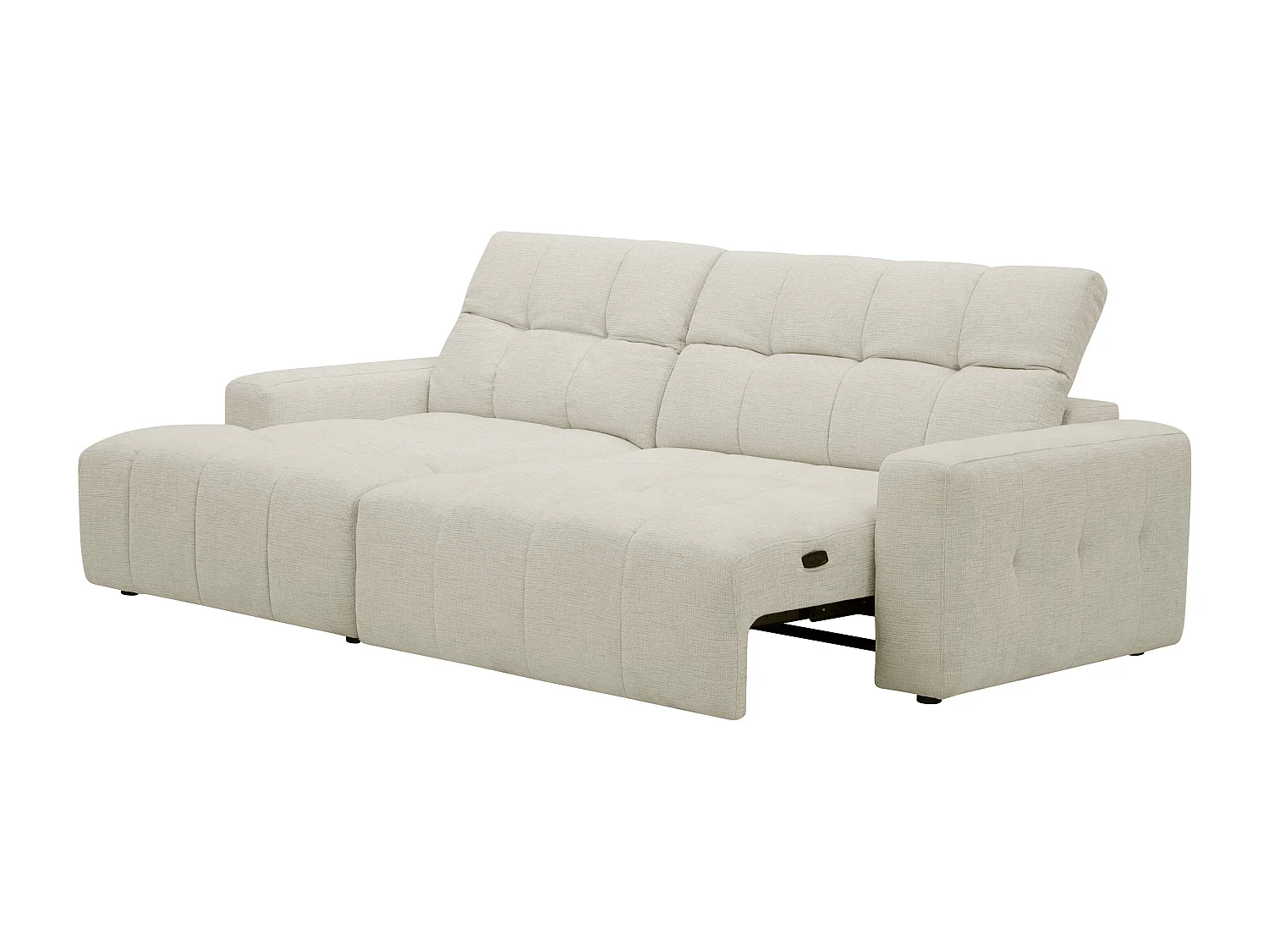 Canapé d'angle gauche avec assise coulissante électrique en tissu chenille beige CLEMIGA