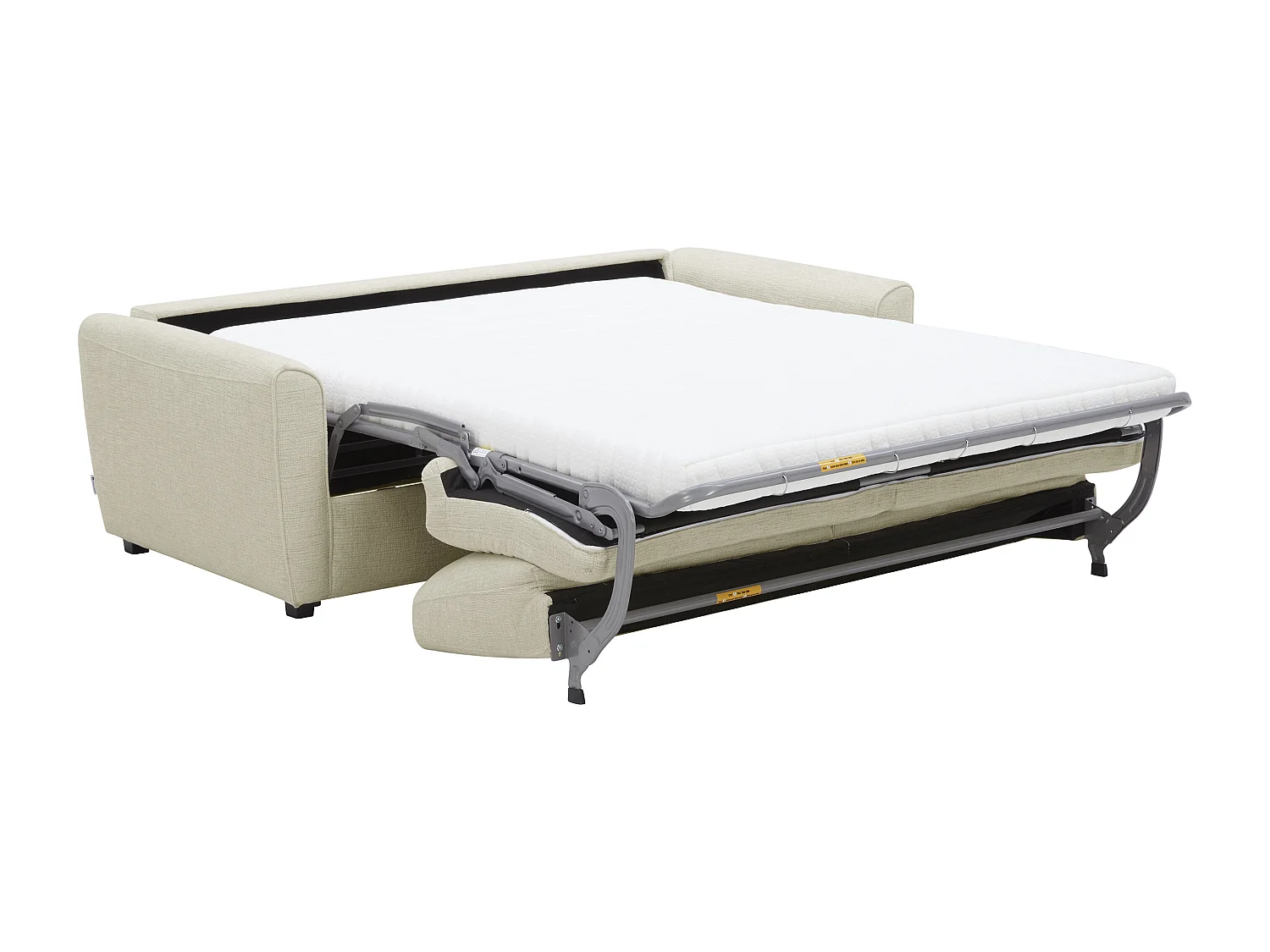Canapé 3 places convertible express en tissu chenille beige - Couchage 140 cm - Matelas 12 cm SCOTIMI