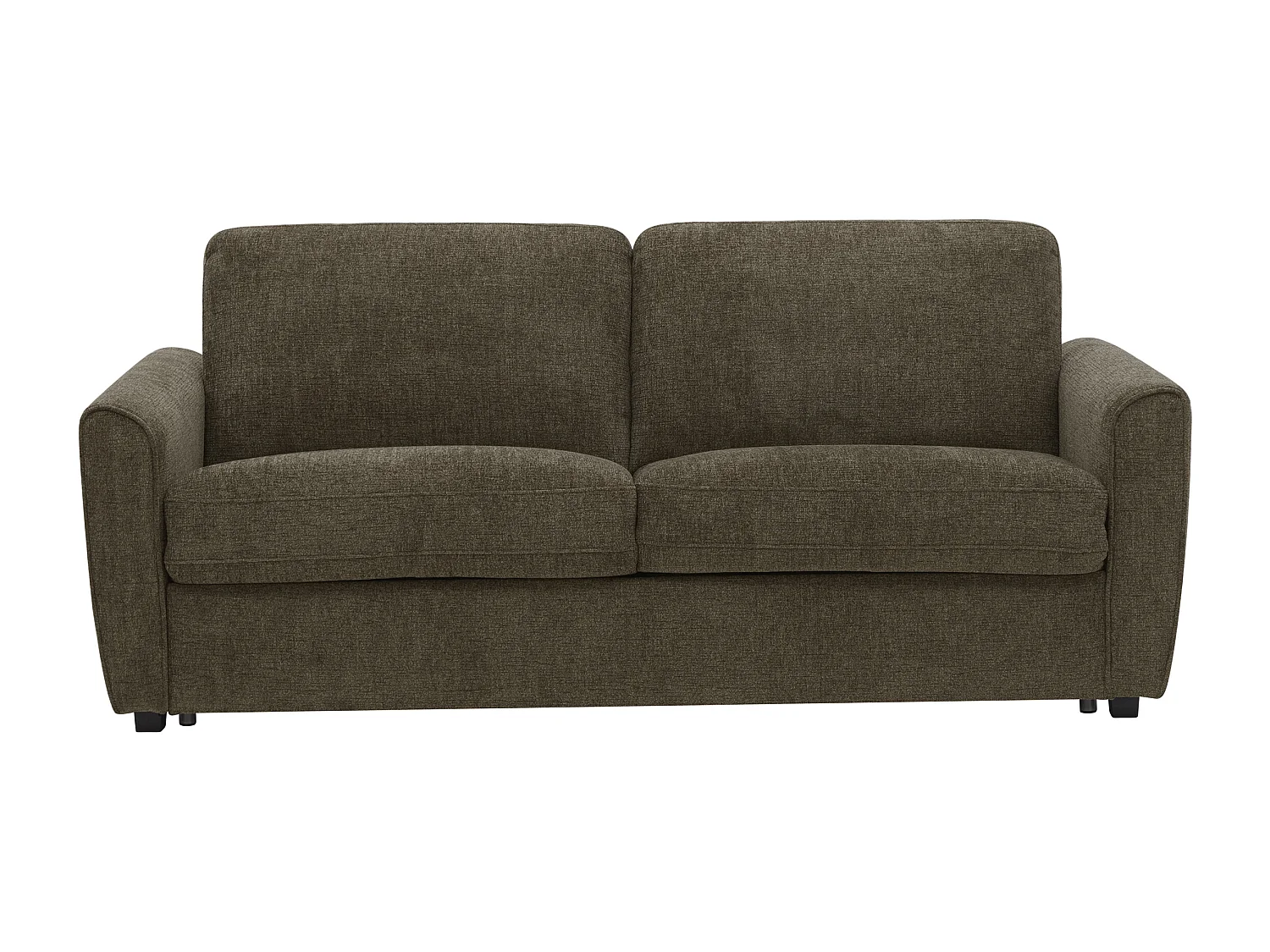 Canapé 3 places convertible express en tissu chenille taupe - Couchage 140 cm - Matelas 12 cm SCOTIMI
