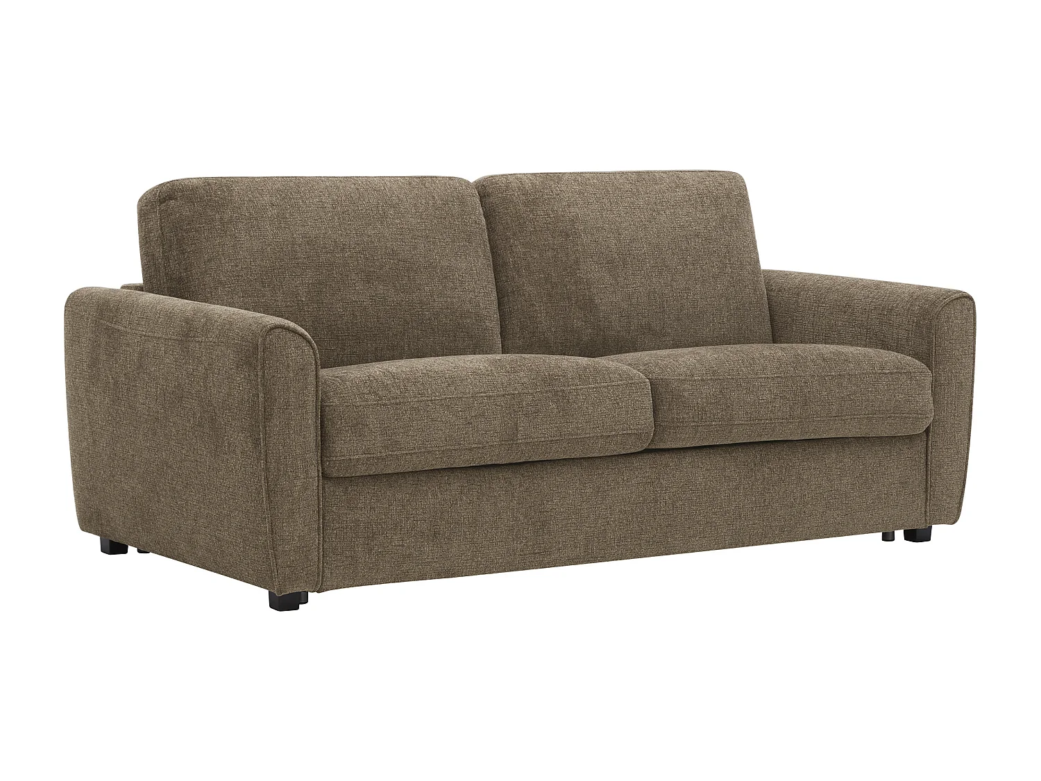 Canapé 3 places convertible express en tissu chenille taupe - Couchage 140 cm - Matelas 12 cm SCOTIMI