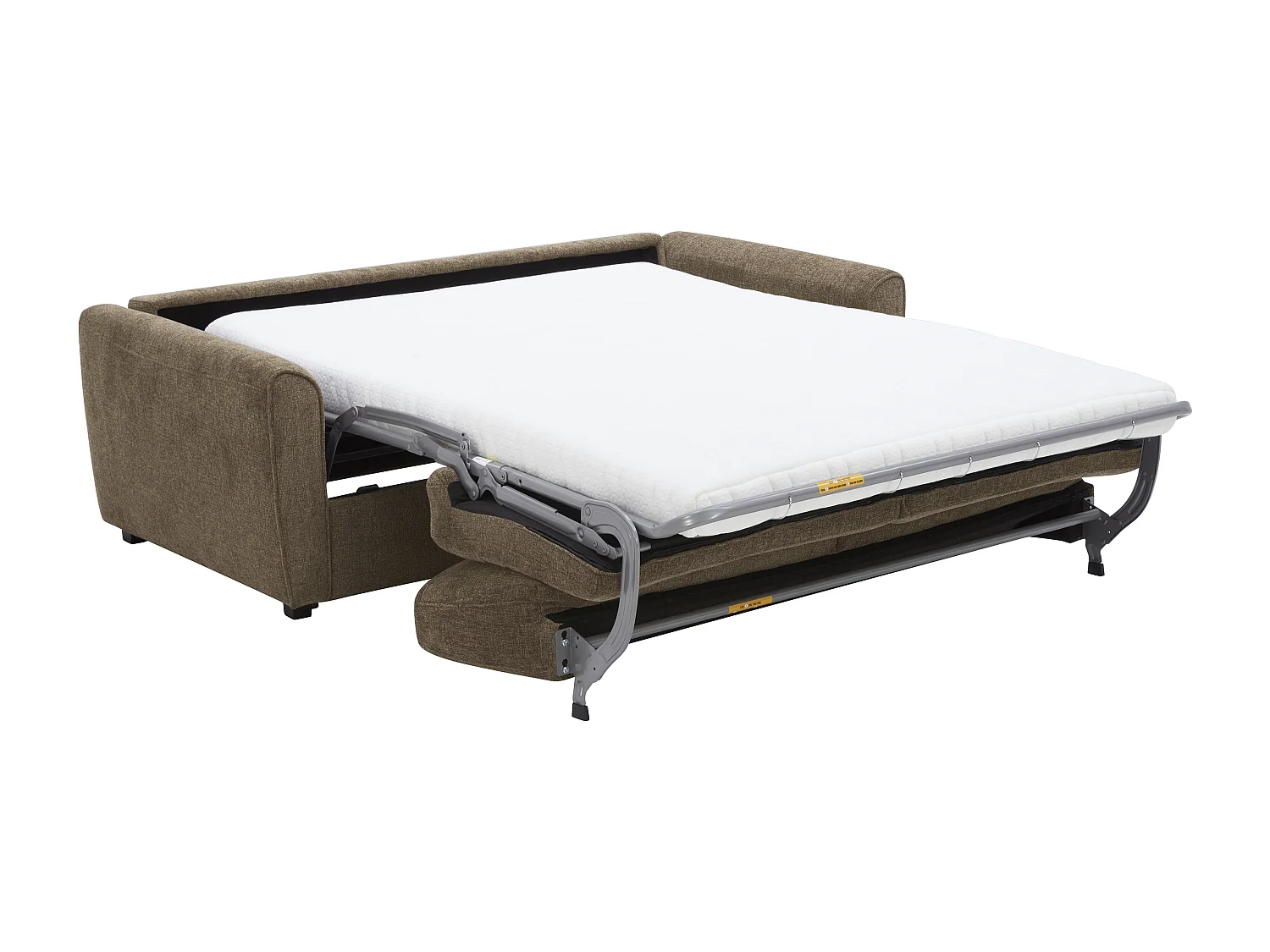 Canapé 3 places convertible express en tissu chenille taupe - Couchage 140 cm - Matelas 12 cm SCOTIMI