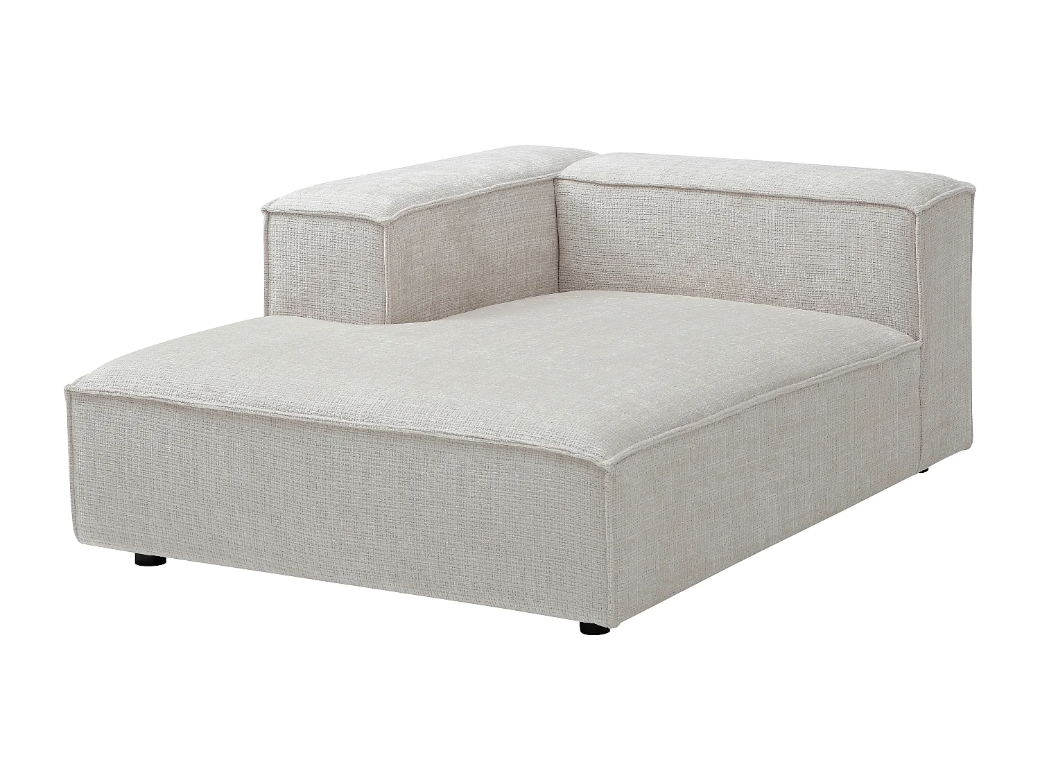 Méridienne avec accoudoir gauche en tissu chenille beige RUZOLO