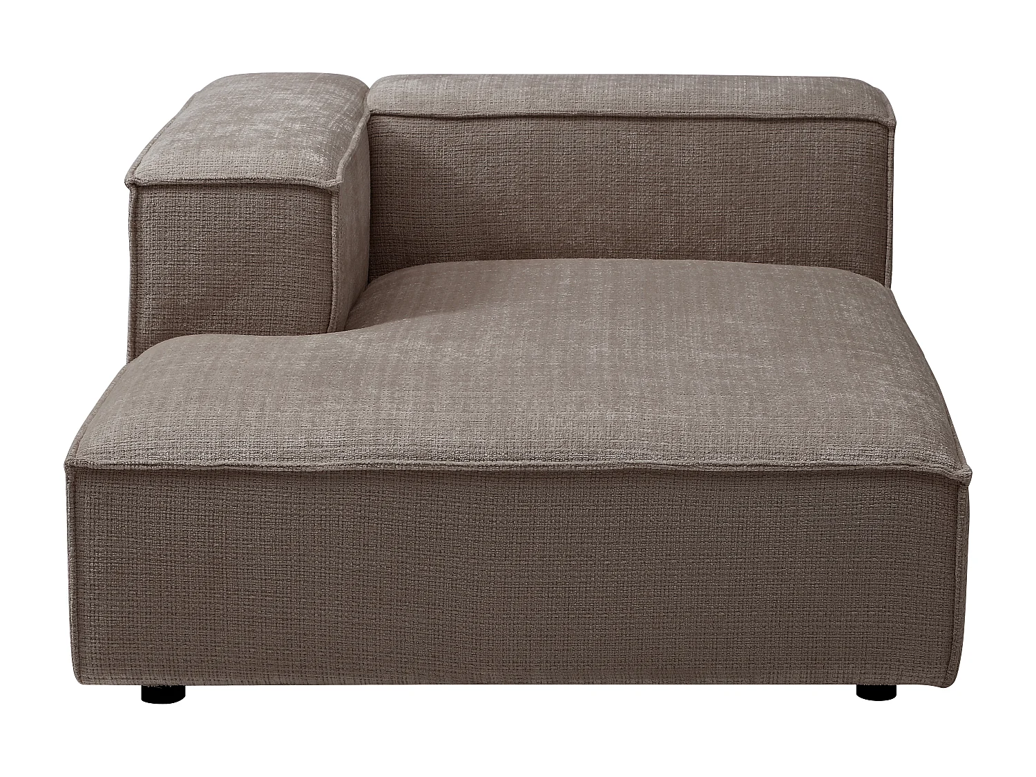 Méridienne avec accoudoir gauche en tissu chenille taupe RUZOLO