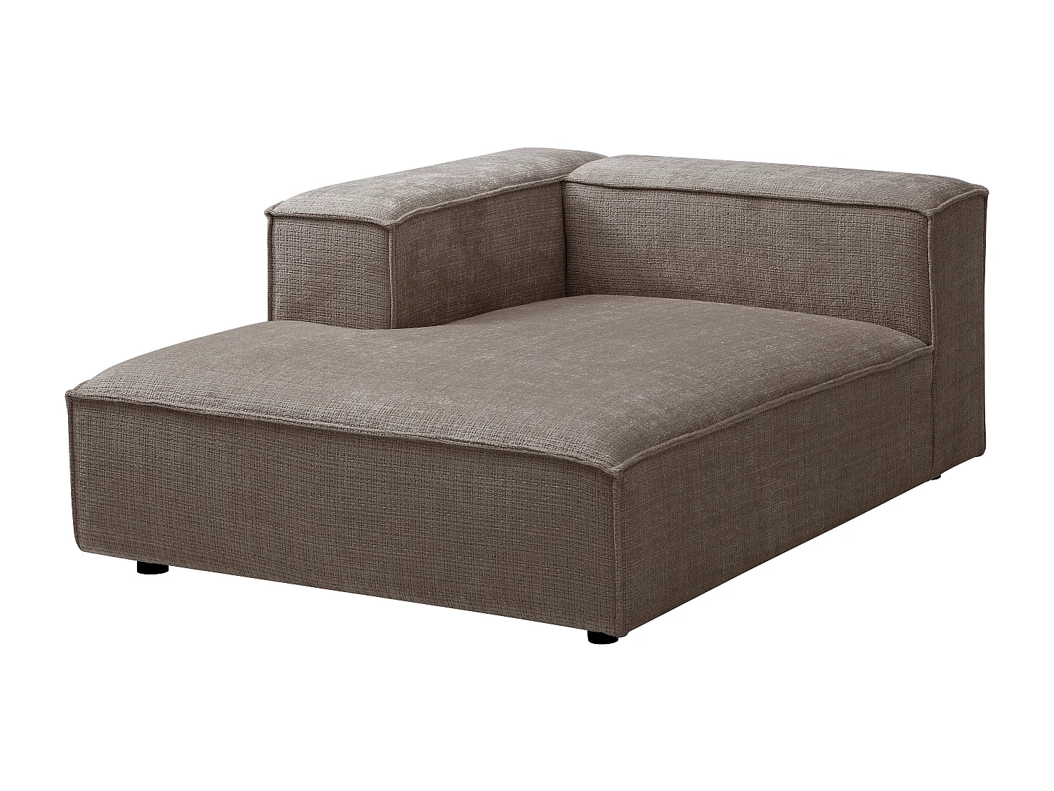 Méridienne avec accoudoir gauche en tissu chenille taupe RUZOLO
