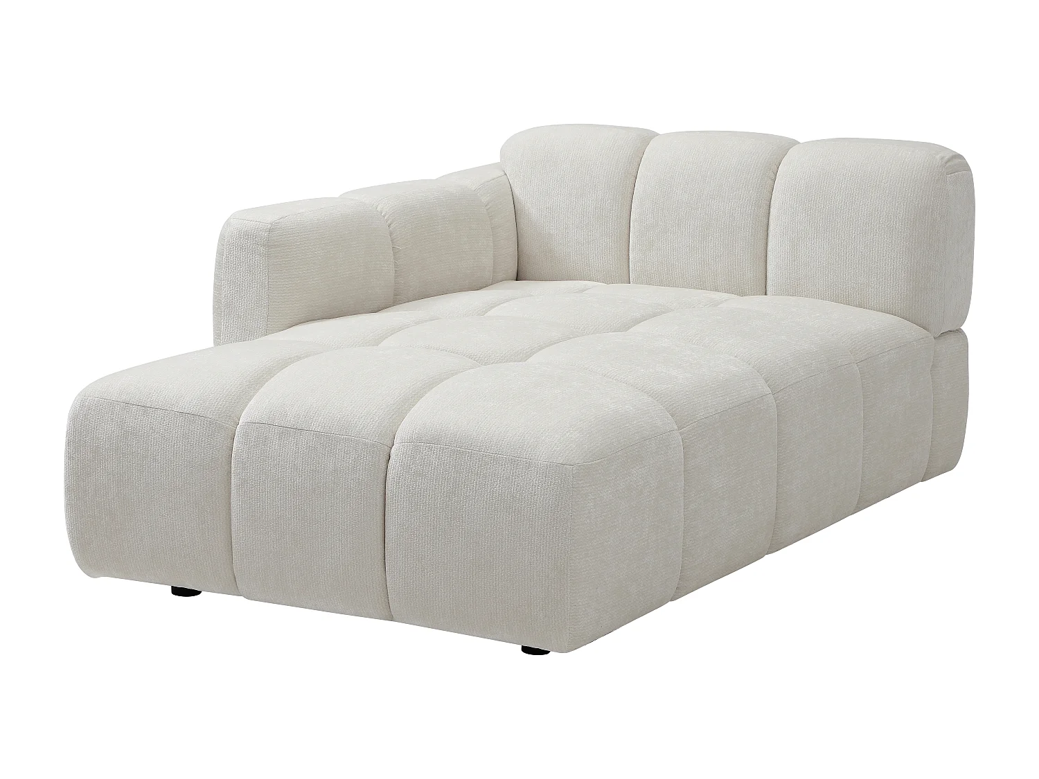 Chaise longue sinistra in tessuto testurizzato bianco avorio - CARLIVI