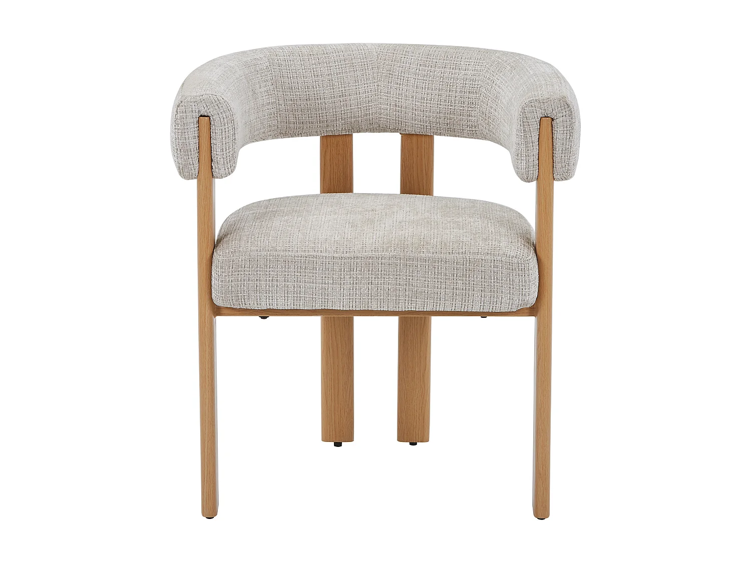Lot de 2 chaises en tissu texturé et métal effet bois - Beige et naturel clair - VOLOSKA