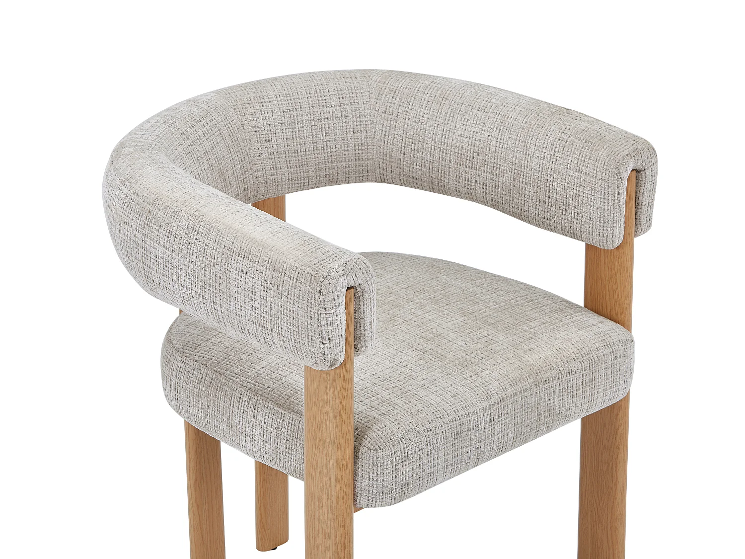 Lot de 2 chaises en tissu texturé et métal effet bois - Beige et naturel clair - VOLOSKA