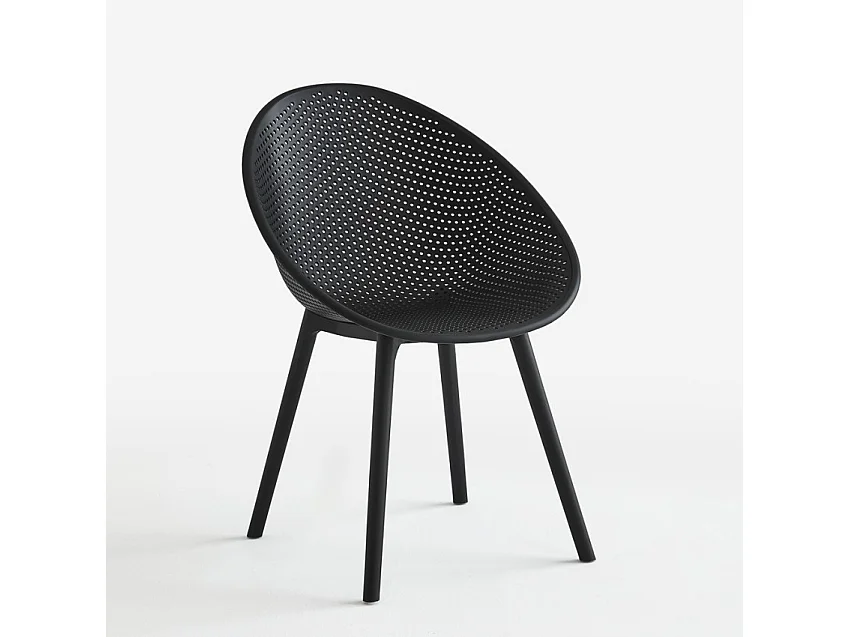 Chaise de jardin moderne extérieur cuisine salle à manger Arielle - Noir