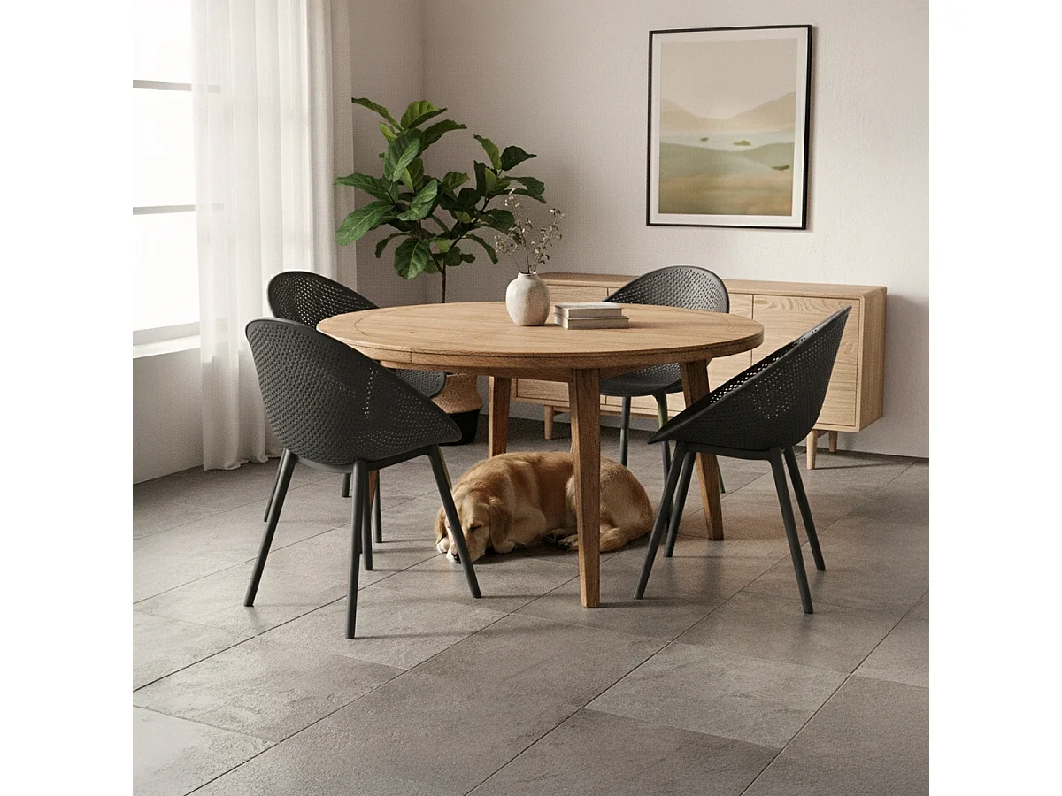 Chaise de jardin moderne extérieur cuisine salle à manger Arielle - Noir