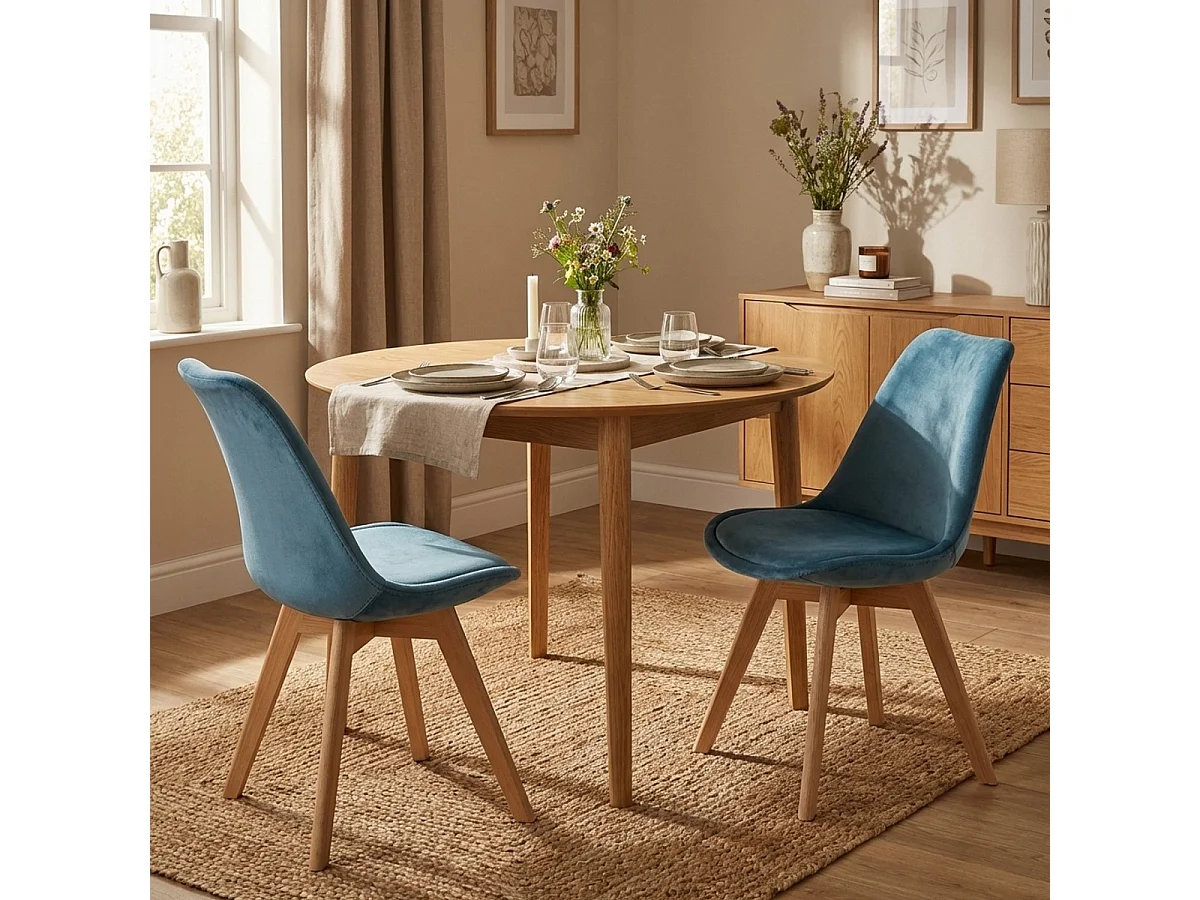 Sedia design scandinavo legno velluto con cuscino cucina bar ristorante Dolphin Lux - Blu