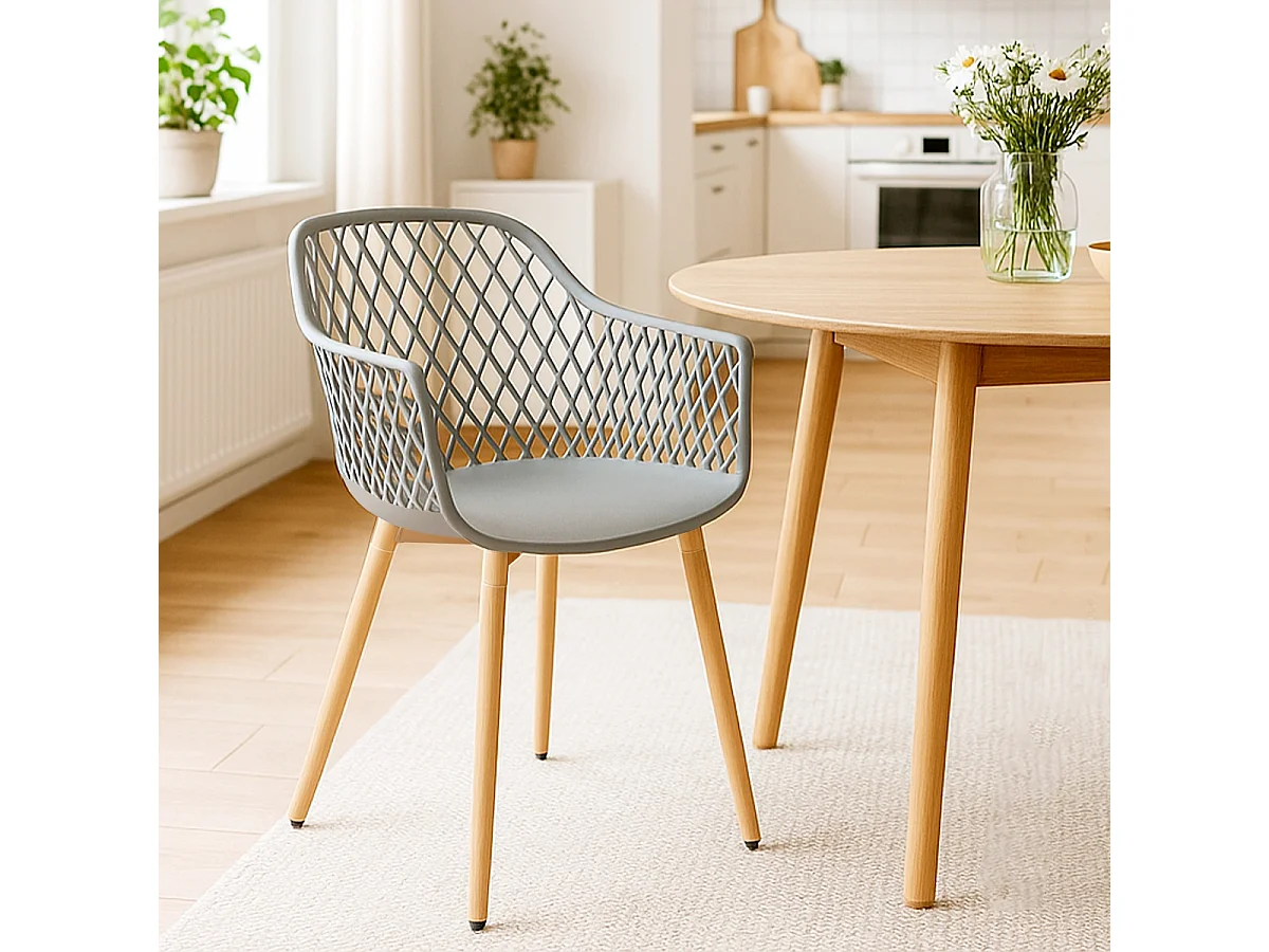 Moderne Design-Küchenstuhl aus Polypropylen mit Armlehnen Vetra - Grau