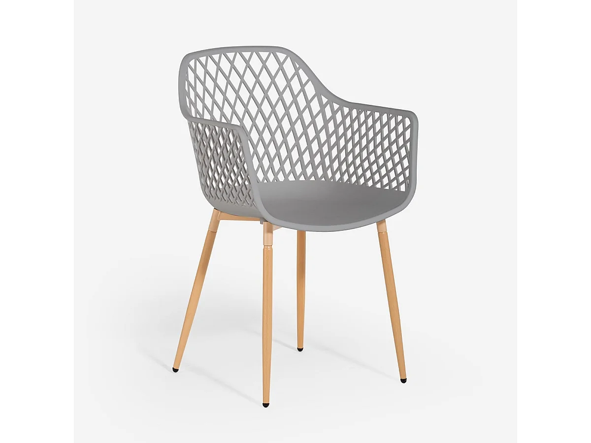 Moderne Design-Küchenstuhl aus Polypropylen mit Armlehnen Vetra - Grau