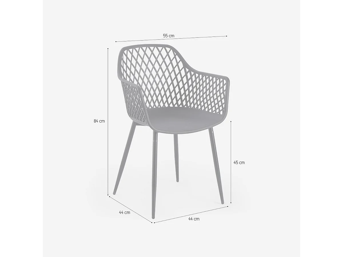 Moderne Design-Küchenstuhl aus Polypropylen mit Armlehnen Vetra - Grau