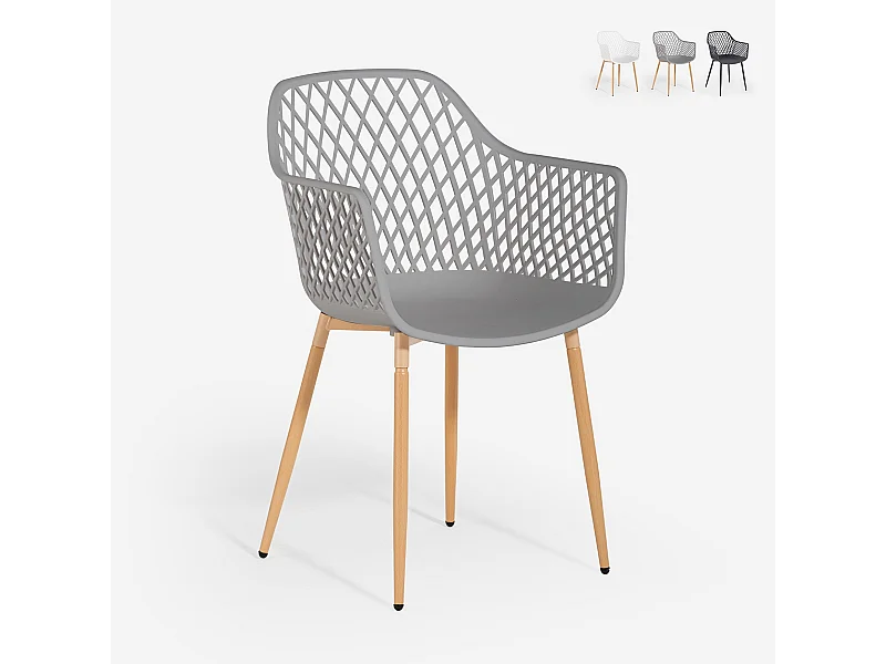 Sedia da cucina moderna di design in polipropilene con braccioli Vetra - Grigio