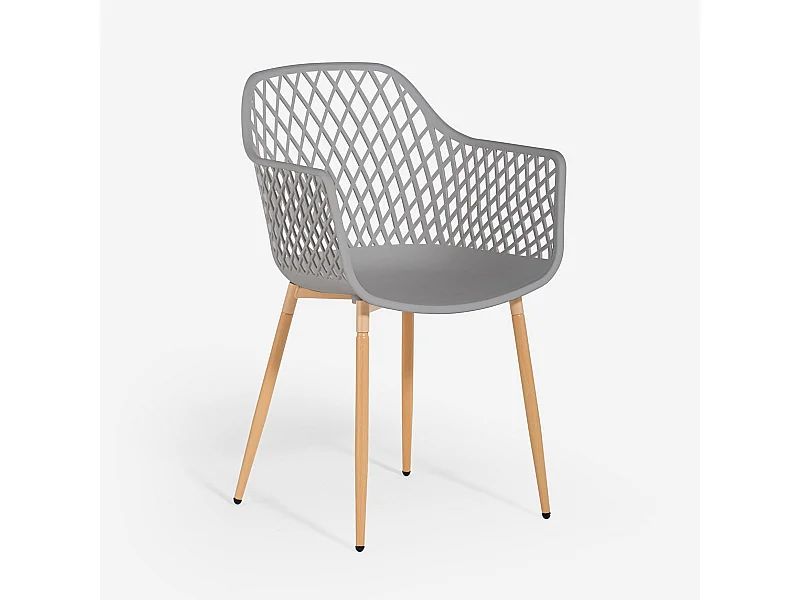 Sedia da cucina moderna di design in polipropilene con braccioli Vetra - Grigio