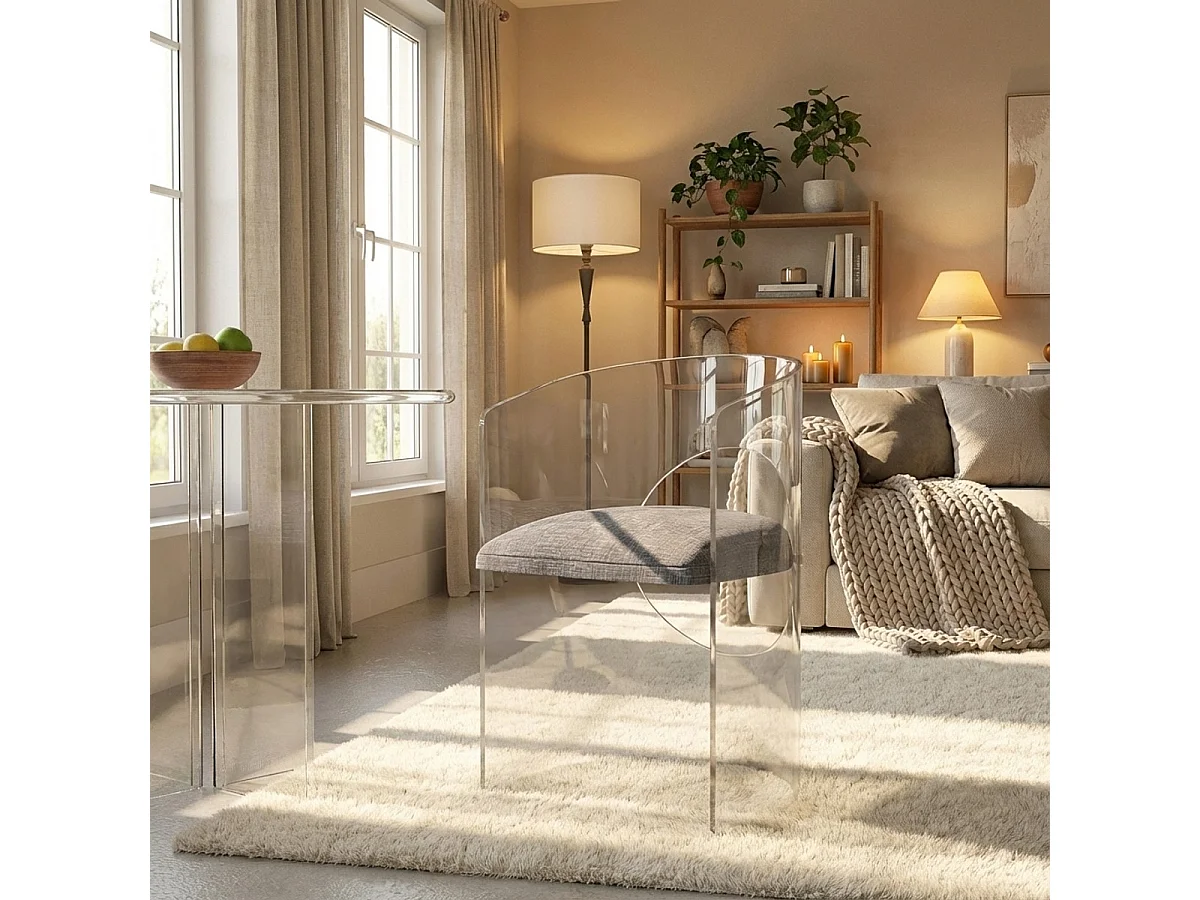 Silla butaca de diseño elegante de policarbonato transparente Dorian