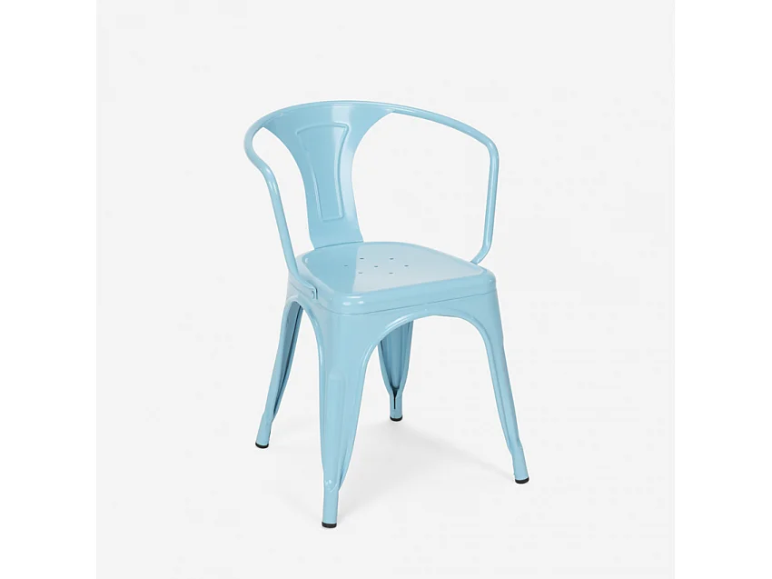 sillas con reposabrazos de acero para cocina y bar diseño moderno steel arm - Azul