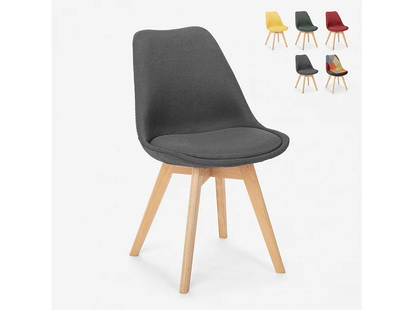 Silla de comedor de diseño nórdico con cojín Dolphin - Gris