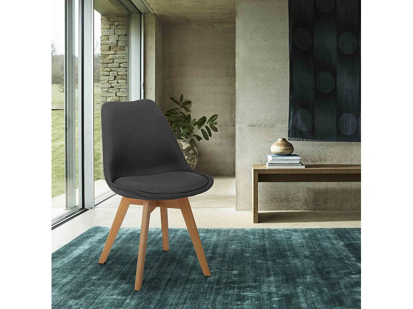 Silla de comedor de diseño nórdico con cojín Dolphin - Gris