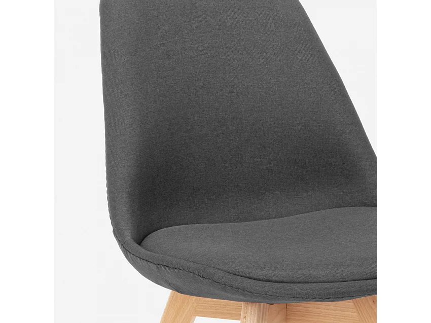 Nordic Design Stuhl aus Holz und Stoff und Kissen Küchen Bars Restaurants Dolphin - Grau